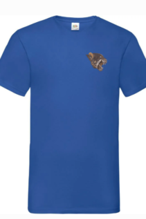 Blaues Herren T-Shirt mit aufgedrucktem Pantherkopf auf der Brust – individuelles Design von WebZen