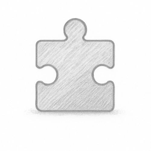 Skizzenhaftes Puzzleteil – Symbol für individuelle Lösungen, passgenaue Konzepte und ganzheitliche Dienstleistungen