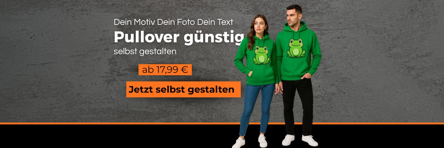 Personalisierte Pullover mit individuellem Motiv – selbst gestalten und günstig bedrucken ab 17,99 Euro