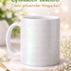 Grün schimmernde Glitzertasse als Beispiel zum Tasse bedrucken