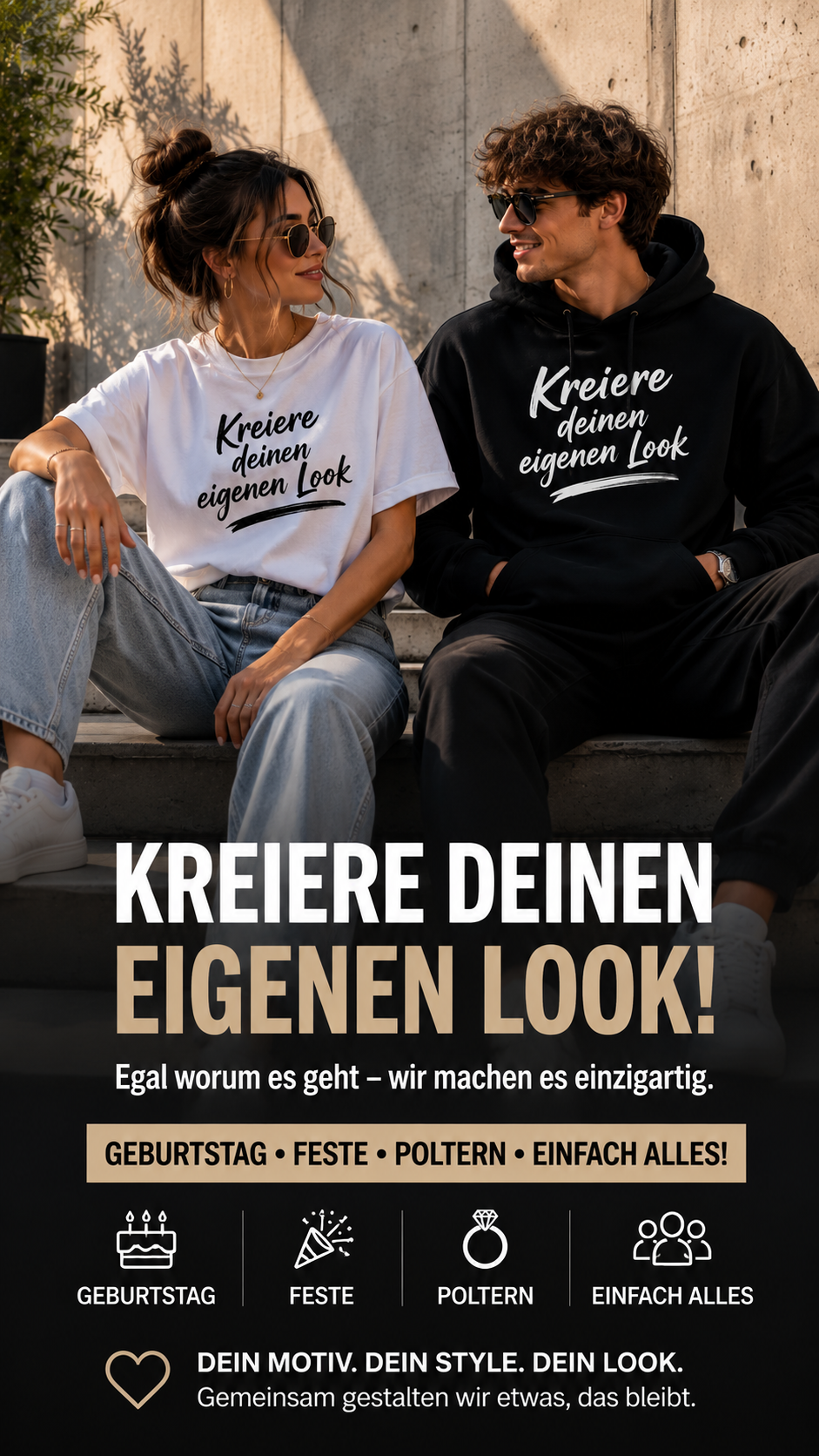 Mann und Frau mit T-Shirt und Hoodie T-Shirt druck