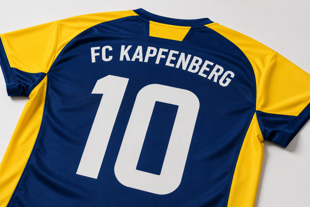 Sporttrikot mit Flexdruck Beschriftung und Rückennummer in hochwertiger Textilveredelung