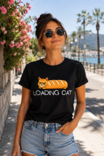 Lustiges Katzen Shirt für Frauen – schwarzes T-Shirt mit Katzenmotiv