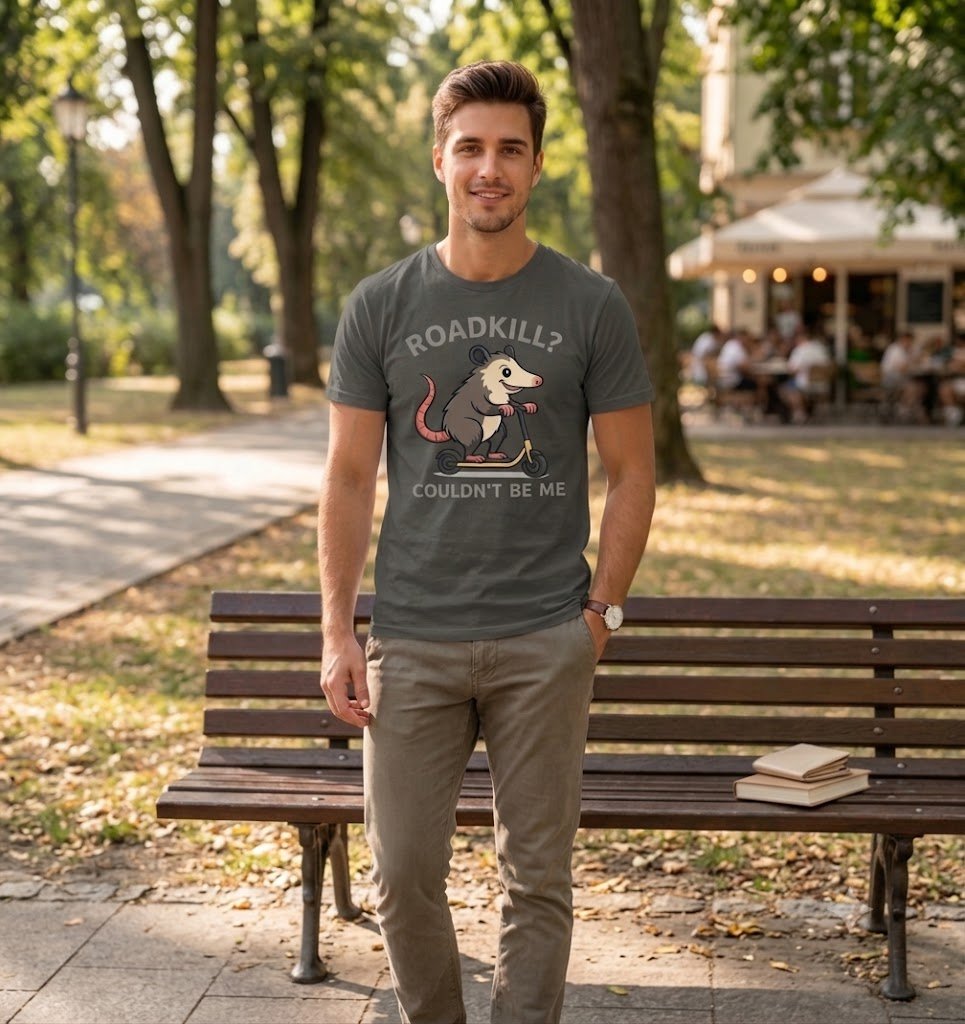 Opossum Shirt Roadkill Couldn't Be Me, lustiges Opossum-Motiv auf Roller, individuell bedrucktes T-Shirt von WebZen
