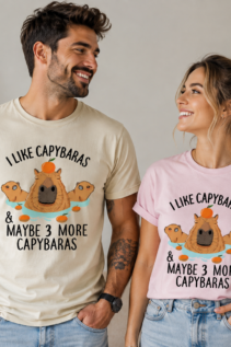 I Like Capybaras Shirt mit Spruch, Capybara-Motiv mit Orangen, individuell bedrucktes T-Shirt von WebZen