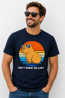 Pärchen trägt individuell bedruckte T-Shirts mit Sonnenuntergangs-Motiv, DTF-Druck von WebZen