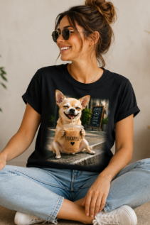 Lustiges Hunde Shirt Chihuahua Eiskaffee – bedrucktes T-Shirt mit Hundemotiv