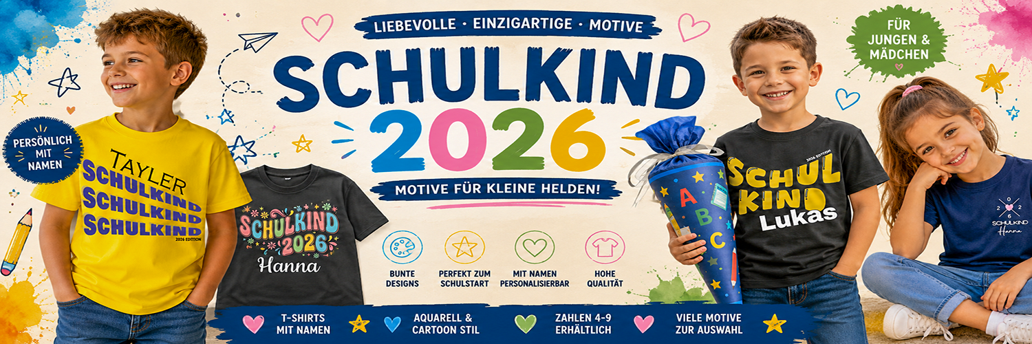 Personalisierte Schulkind 2026 T-Shirts für Jungen und Mädchen