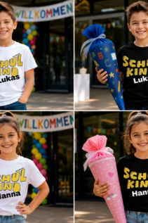 Schulkind 2026 Shirt mit Schultüte – Geschenk zur Einschulung