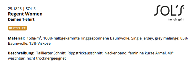 Produktdetails für SOL’S Regent für Frauen
