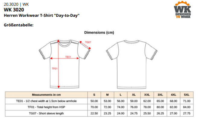 Größenleitfaden für Essential T-Shirt Men