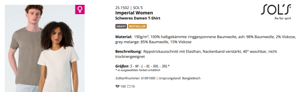 Produktdetails für SOL´S Imperial Women