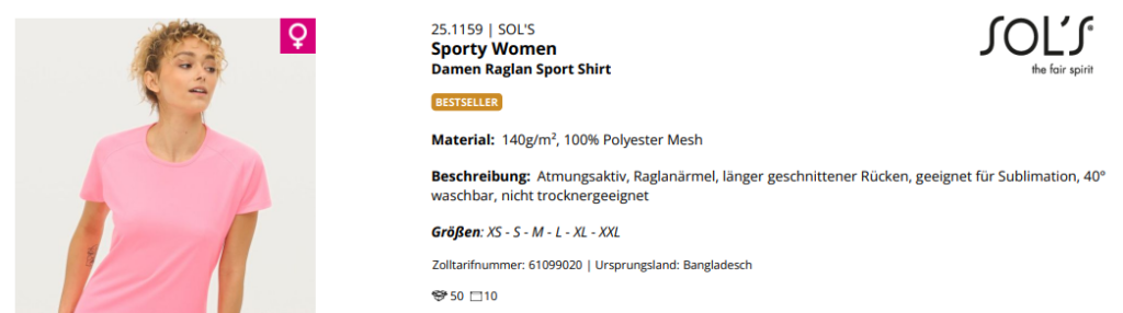 Produktdetails für SOL´S Damen Sporty