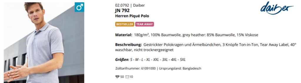 Produktdetails für Daiber Herren Piqué Polo