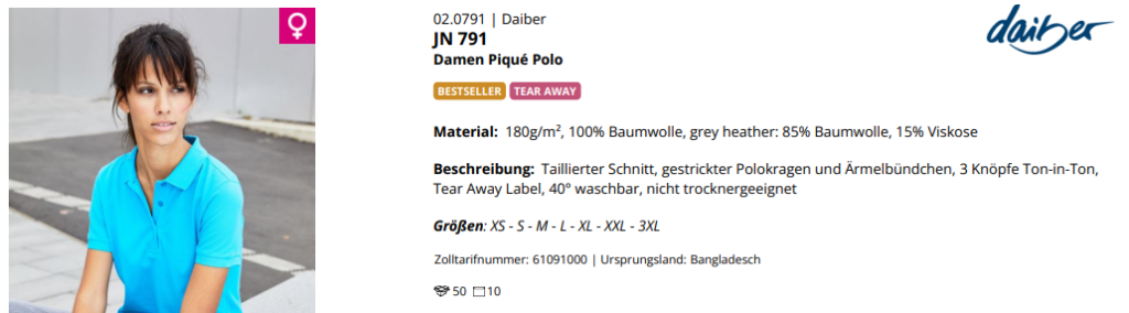 Produktdetails für Daiber Damen Piqué Polo