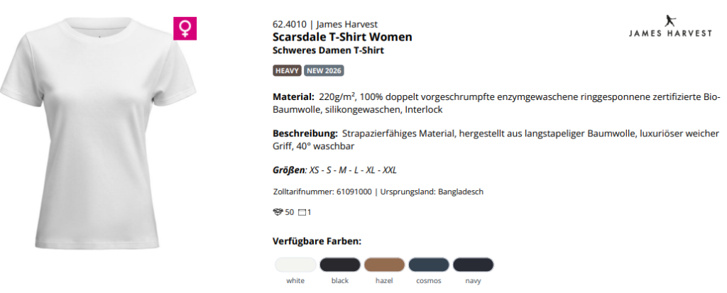 Produktdetails für Scarsdale T-Shirt Women