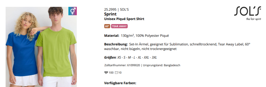 Produktdetails für Sprint