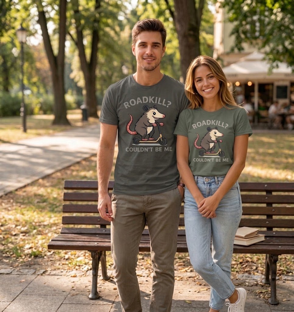 Opossum Shirt Roadkill Couldn't Be Me, lustiges Opossum-Motiv auf Roller, individuell bedrucktes T-Shirt von WebZen
