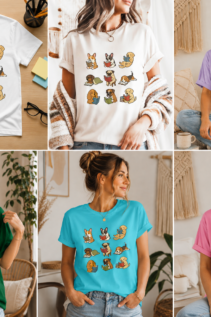Lustiges Hunde Shirt – grünes T-Shirt mit lesenden Hunden Motiv