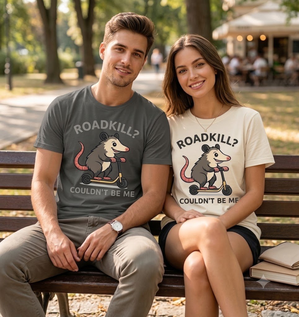 Opossum Shirt Roadkill Couldn't Be Me, lustiges Opossum-Motiv auf Roller, individuell bedrucktes T-Shirt von WebZen
