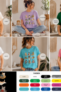 Lustiges Katzen Shirt – türkises T-Shirt mit lesenden Katzen Motiv