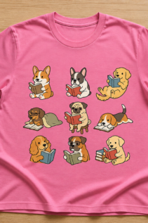 Lustiges Hunde Shirt – grünes T-Shirt mit lesenden Hunden Motiv