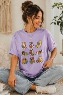 Lustiges Hunde Shirt – grünes T-Shirt mit lesenden Hunden Motiv