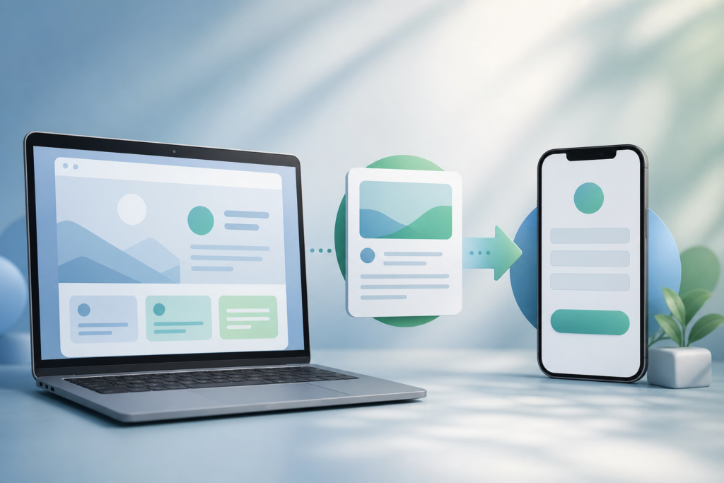 Moderne Landingpage für eine digitale Werbekampagne auf Laptop und Smartphone