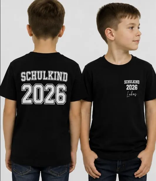 Schulkind 2026 Shirts in verschiedenen Farben – Kinder T-Shirts zur Einschulung